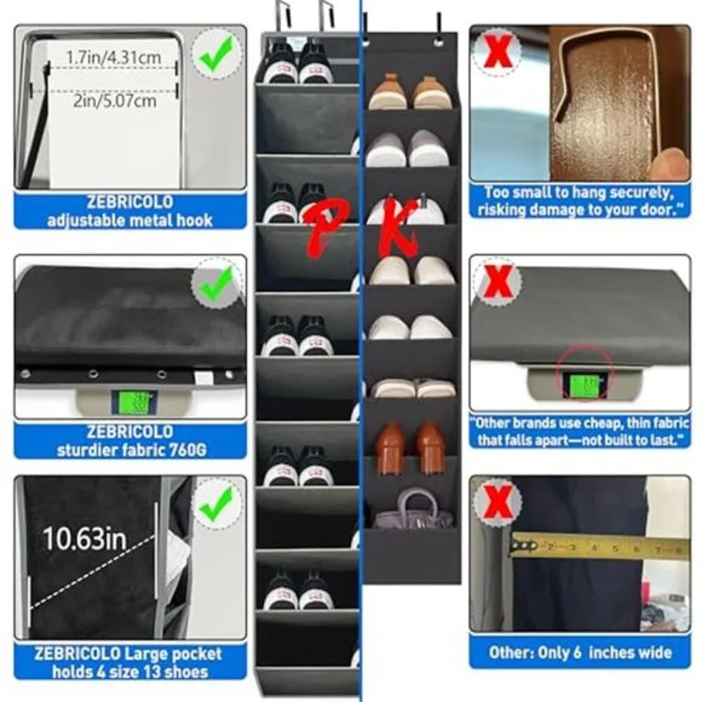 Over Door Shoe Organizer 10 Tier Shoe Rack Heavy Duty Shoe Storage Door Hanging